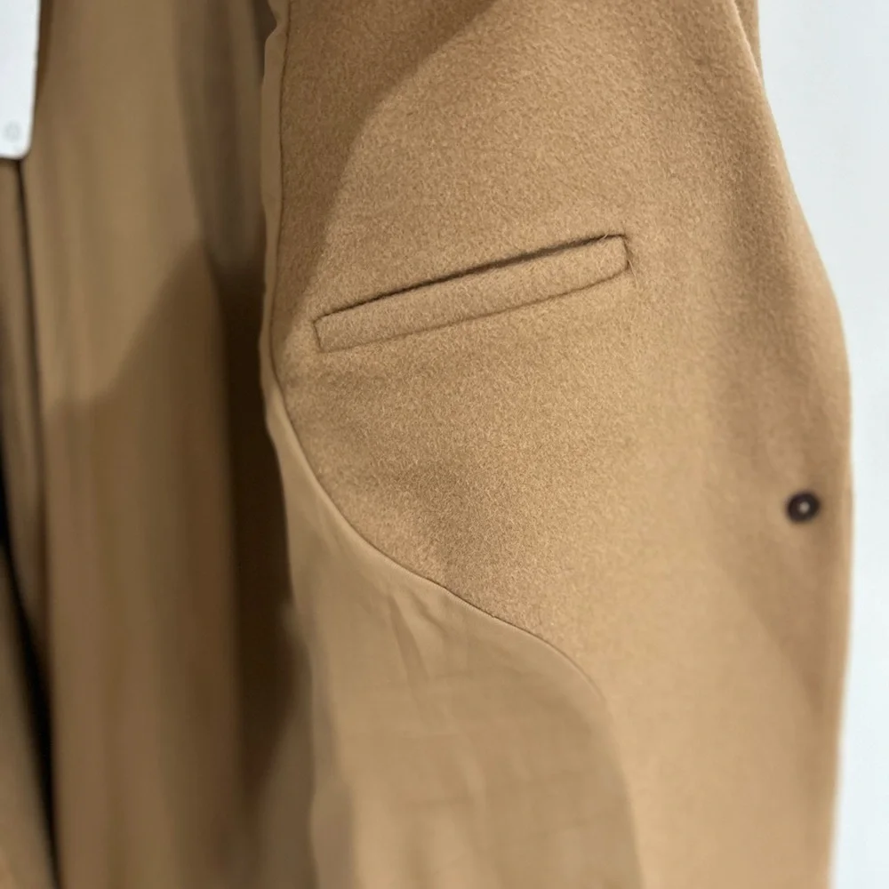 Quince Classic Wool Cashmere Single-Breasted Caramel Coat Women’s Size L NWT - Picture 5 of 13